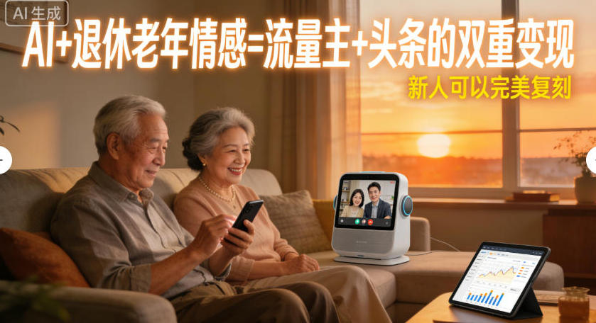 AI+退休老年情感=流量主+头条的双重变现，新人可以完美复刻-轻资本网