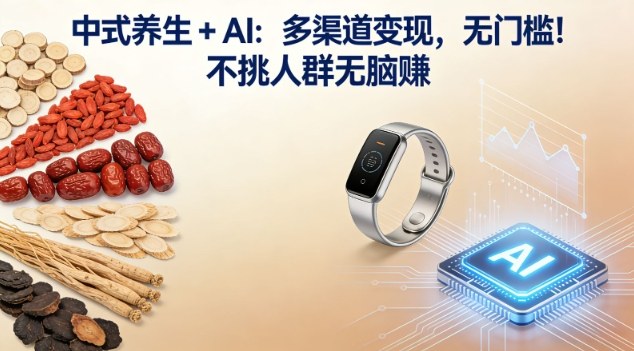 中式养生+AI：多渠道变现，无门槛，不挑人群无脑賺-轻资本网