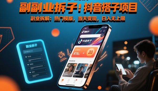 副业拆解：抖音搭子项目，热门模版，当天变现，日入无上限-轻资本网
