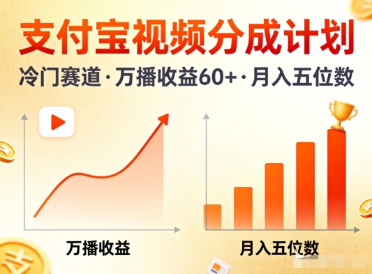 支付宝视频分成计划，做冷门赛道，万播收益60+，月入五位数！-轻资本网