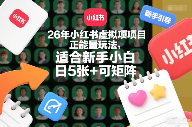 26年小红书虚拟项目正能量玩法，适合新手小白，日5张+可矩阵，附详细操作流程-轻资本网