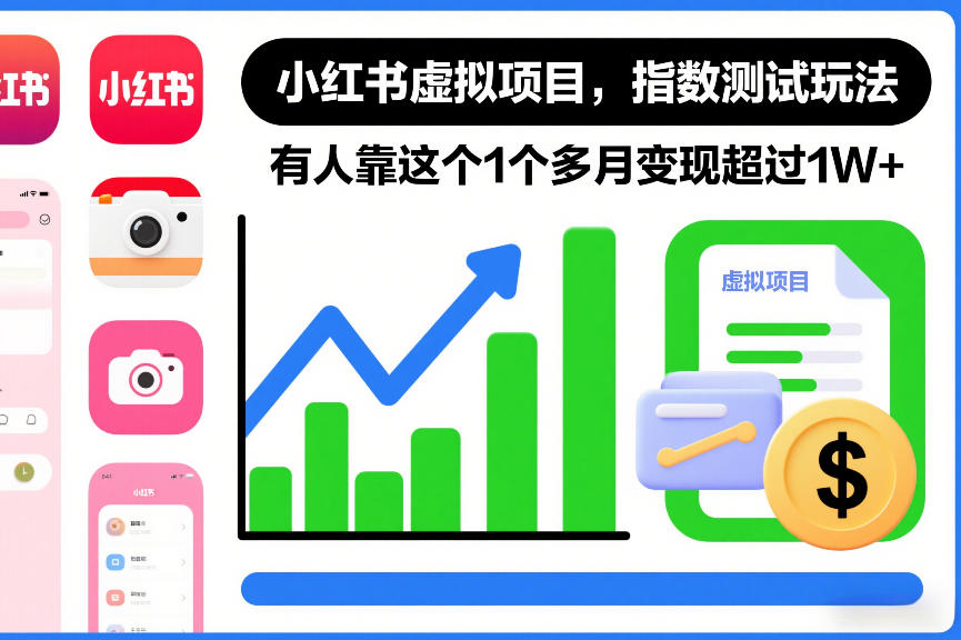小红书虚拟项目，指数测试玩法，有人靠这个1个多月变现超过1W+-轻资本网