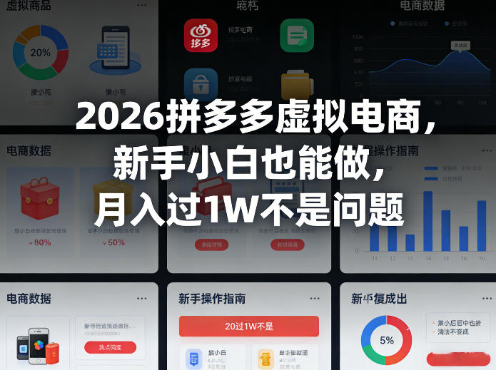 2026拼多多虚拟电商，新手小白也能做，月入过1W不是问题-轻资本网