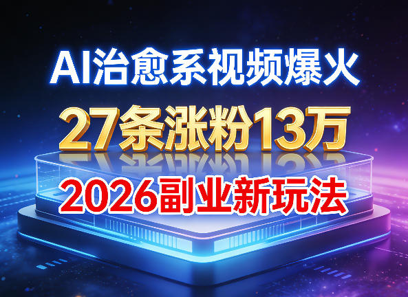 AI治愈系视频爆火，27条涨粉13W，2026新手副业新玩法-轻资本网