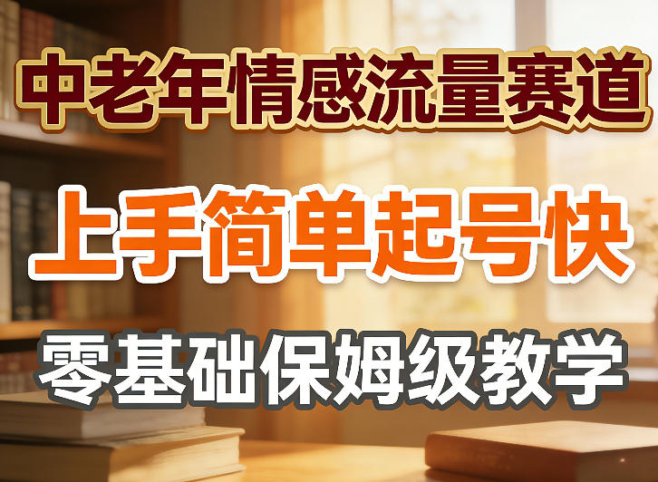 中老年情感流量赛道，上手简单起号快，零基础保姆级教学-轻资本网