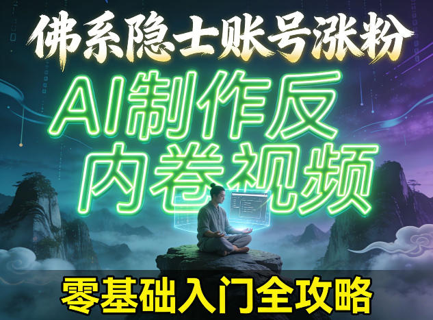 佛系隐士账号涨粉，AI制作反内卷视频，零基础入门全攻略-轻资本网