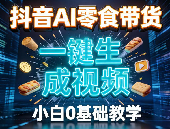 抖音AI零食带货，一键生成视频，小白0基础教学-轻资本网