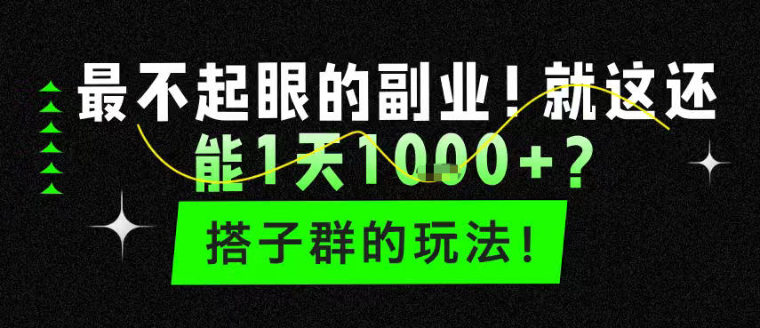 最不起眼的副业！就这还能1天1k+？搭子群的玩法！-轻资本网