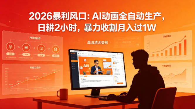2026暴利风口:AI动画全自动生产,日耕2小时,暴力收割月入过1W