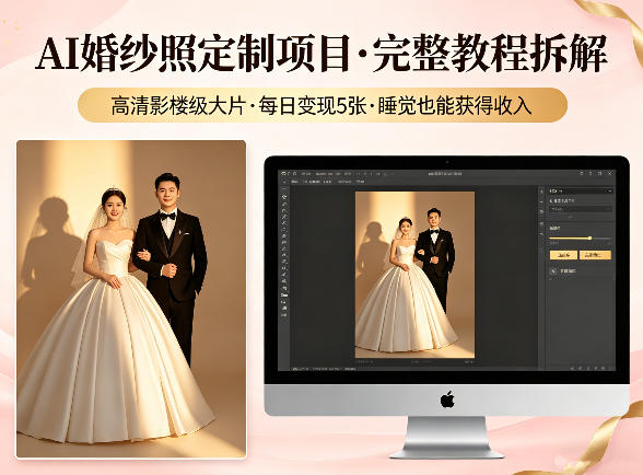 AI婚纱照定制项目，可生成高清影楼级大片，每日变现5张，睡觉也能获得收入【完整教程拆解】-轻资本网