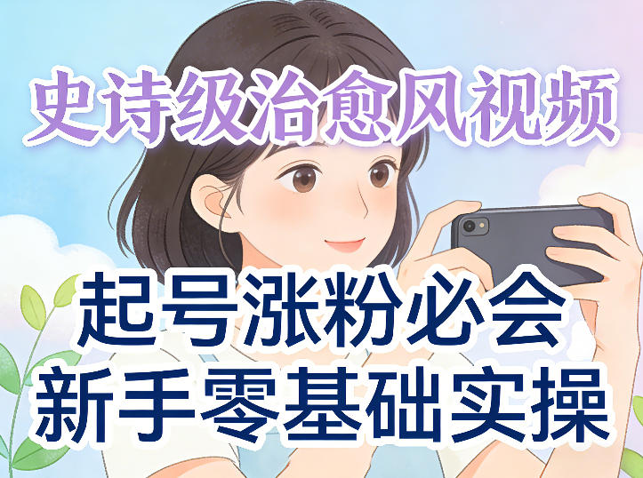 史诗级治愈风视频爆了，起号涨粉必会，新手零基础实操（实操+变现全讲解）-轻资本网