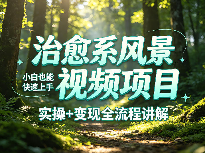 治愈系风景视频项目拆解，小白也能快速上手，实操+变现全流程讲解-轻资本网