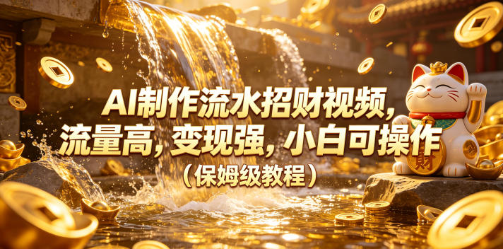 AI制作流水招财视频,流量高,变现强,小白可操作(保姆级教程)