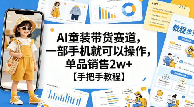 AI童装带货赛道，一部手机就可以操作，单品销售2w+【手把手教程】-轻资本网