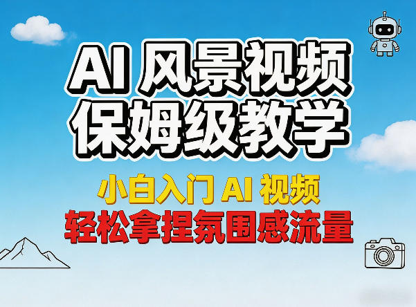 AI风景视频保姆级教学，小白入门AI视频，轻松拿捏氛围感流量-轻资本网