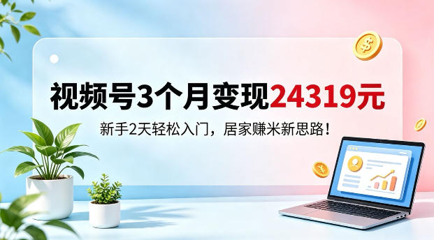 视频号3个月变现24319，新手2天轻松入门，居家賺米新思路【揭秘】-轻资本网