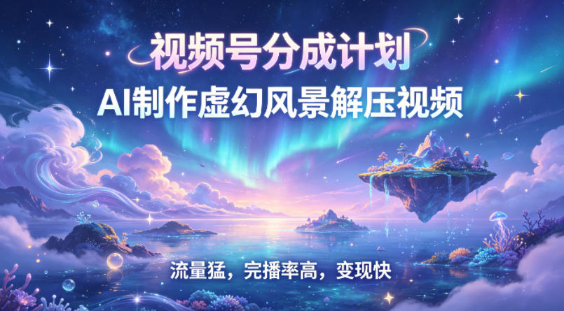 视频号分成计划【AI制作虚幻风景解压视频】流量猛，完播率高，变现快-轻资本网