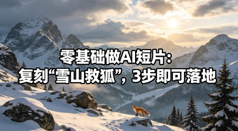 零基础做AI短片：复刻《雪山救狐》，3步即可落地-轻资本网