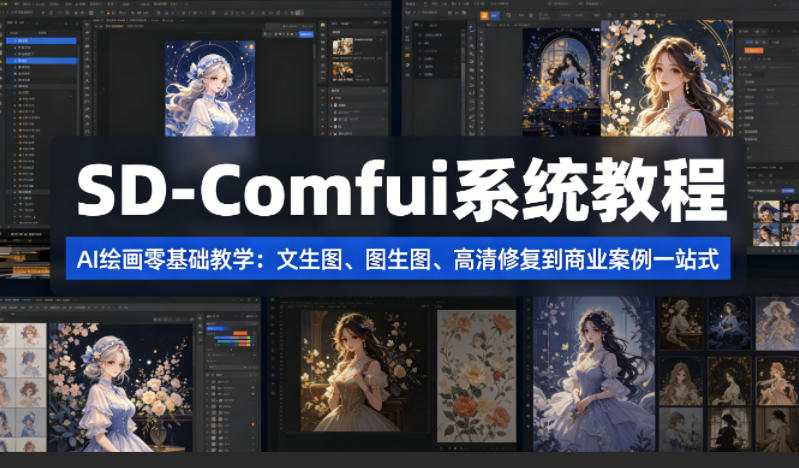 SD-Comfyui系统教程，ai绘画零基础教学，文生图、图生图、高清修复到商业案例一站式-轻资本网