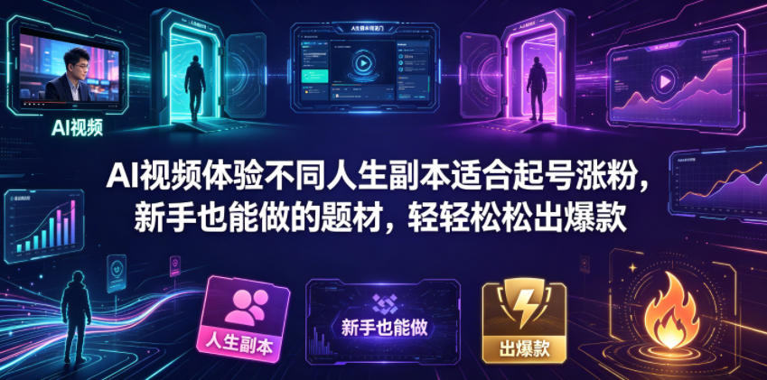 AI视频体验不同人生副本适合起号涨粉，新手也能做的题材，轻轻松松出爆款-轻资本网