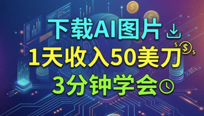 下载AI图片,1天收入50刀,3分钟学会的美刀项目