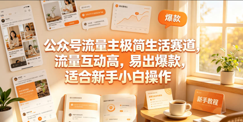 公众号流量主极简生活赛道，流量互动高，易出爆款，适合新手小白操作-轻资本网