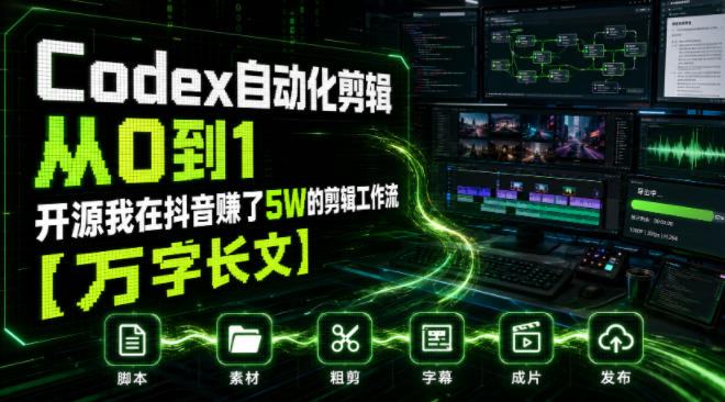 Codex自动化剪辑从0到1，开源我在抖音賺了5W的剪辑工作流【万字长文】-轻资本网