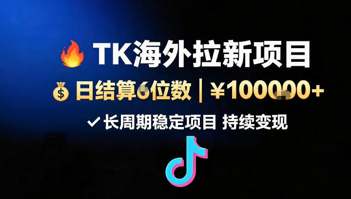 海外TK（TikTok）应用拉新，日结算5位数，长周期项目-轻资本网