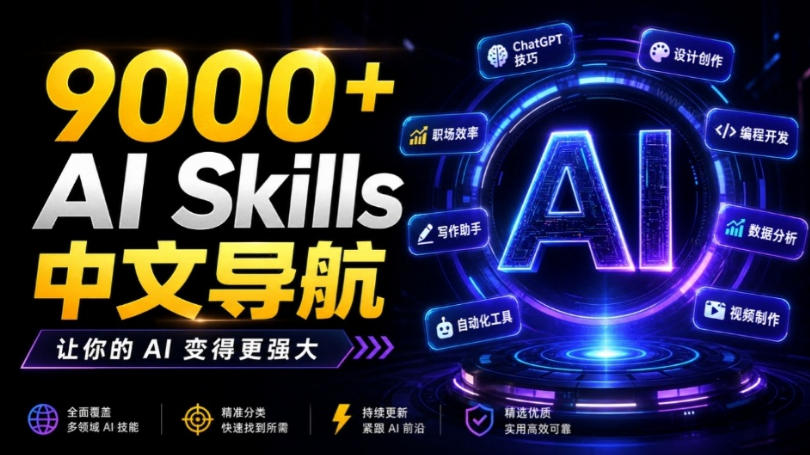 别再乱找了！聚合了超过9000+个AI Skills的中文导航平台，让你的AI变得更强大，SkillForge-轻资本网