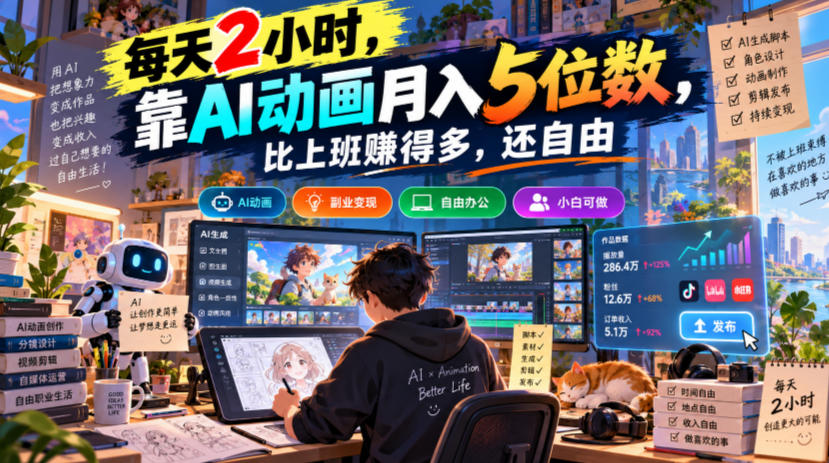 每天2小时,靠AI动画月入5位数,比上班賺得多,还自由
