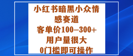 小红书暗黑小众情感赛道，客单价100-300+用户量很大，0门槛即可操作-轻资本网