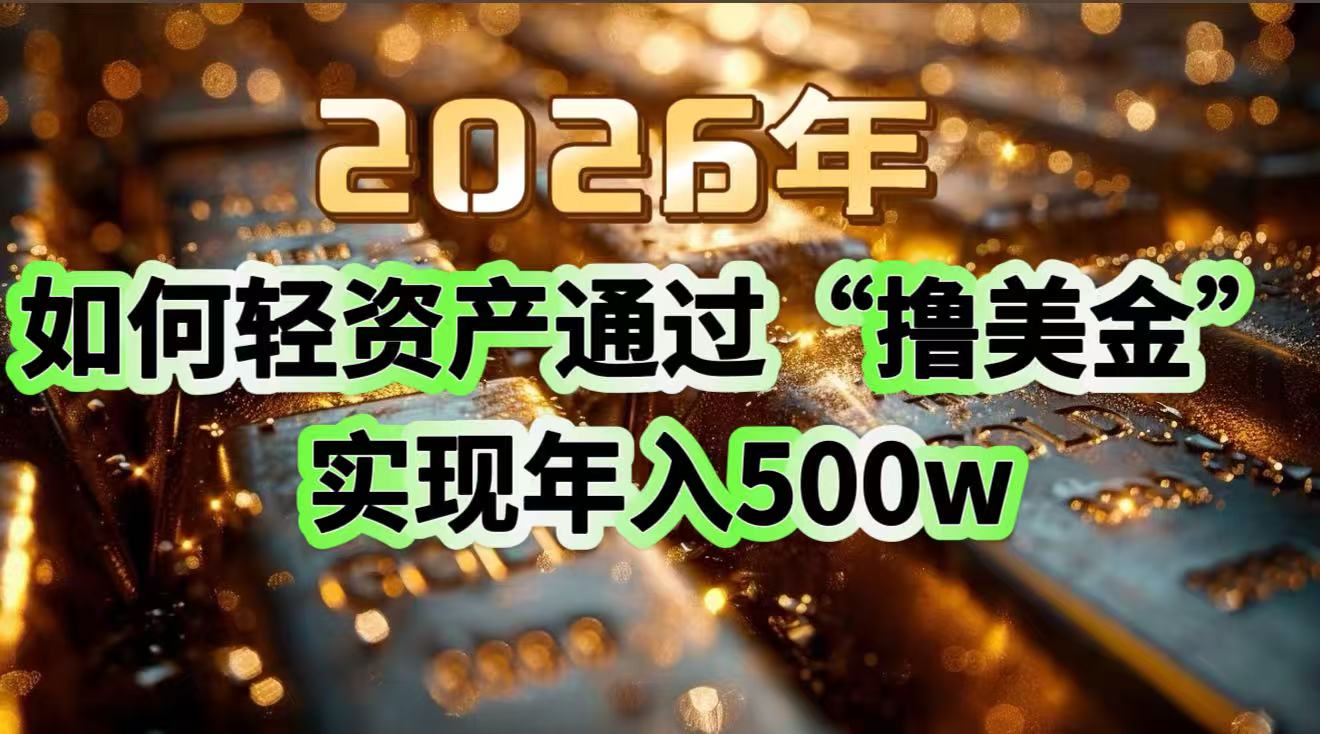 2026年如何轻资产通过“撸美金”实现年入500w-轻资本网