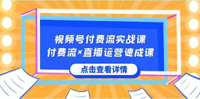 视频号付费流实战课，付费流×直播运营速成课，让你快速掌握视频号核心运营技能-轻资本网