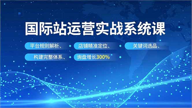 国际站运营实战系统课，平台规则解析、店铺精准定位、关键词选品，构建完整体系询盘增长300%-轻资本网