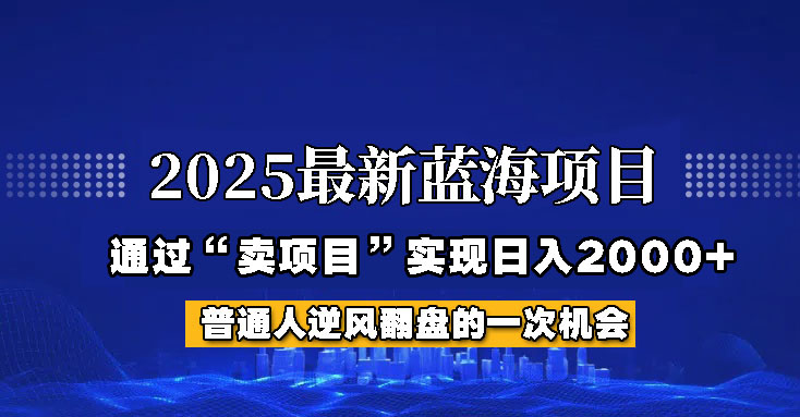 2025年蓝海项目，如何通过“网创项目”日入2000+-轻资本网