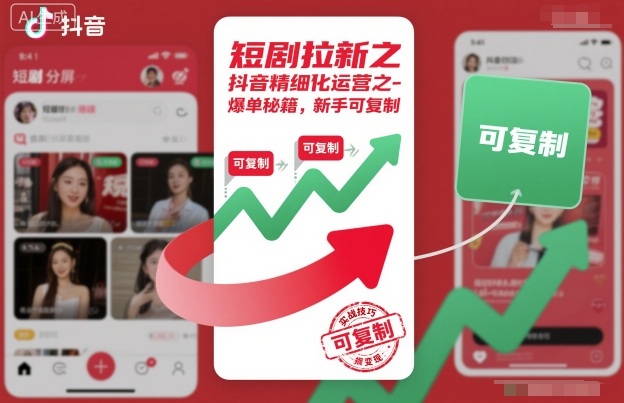 短剧拉新之抖音精细化运营之爆单秘籍，新手可复制-轻资本网