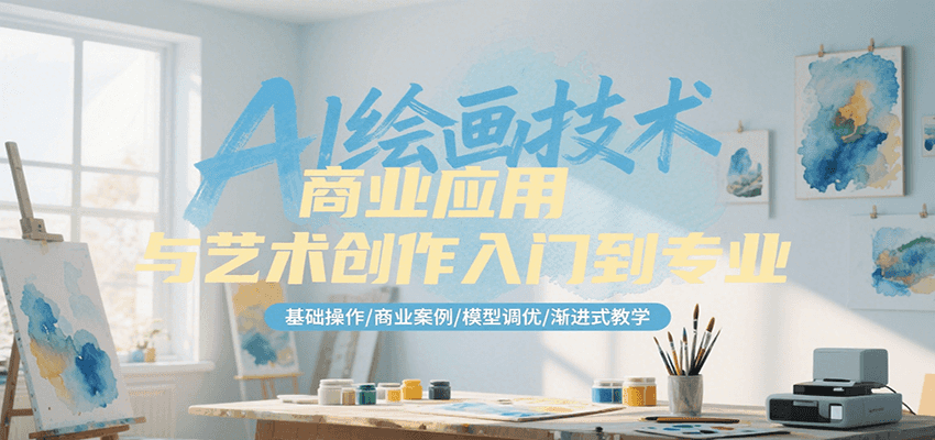 AI绘画技术商业应用与艺术创作入门到专业，基础操作/商业案例/模型调优/渐进式教学-轻资本网