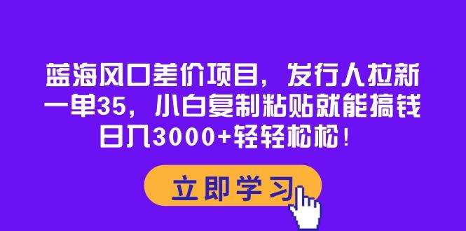 蓝海风口差价项目，发行人拉新，一单35，小白复制粘贴就能搞钱！日入30…-轻资本网