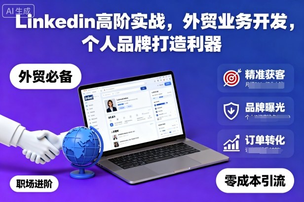 Linkedin高阶实战，外贸业务开发，个人品牌打造利器-轻资本网