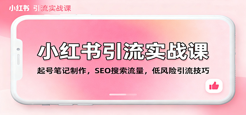 小红书引流实战课：起号笔记制作，SEO搜索流量，低风险引流技巧-轻资本网