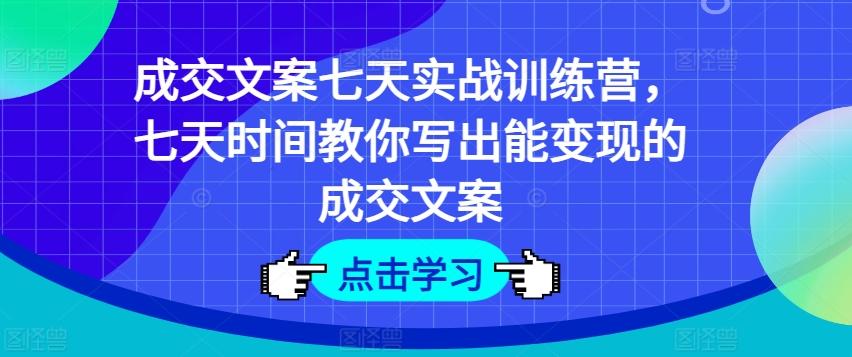 成交文案七天实战训练营，七天时间教你写出能变现的成交文案-轻资本网