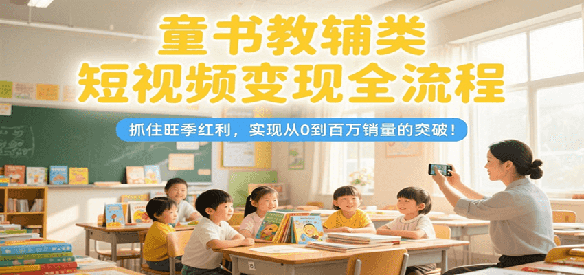 童书教辅类短视频变现全流程，抓住旺季红利，实现从0到百万销量的突破！-轻资本网