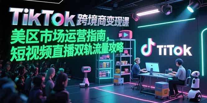 TikTok跨境电商变现课，美区市场运营指南，短视频直播双轨流量攻略-轻资本网