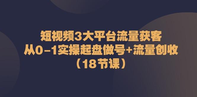 短视频3大平台流量获客：从0-1实操起盘做号+流量创收(18节课)-轻资本网