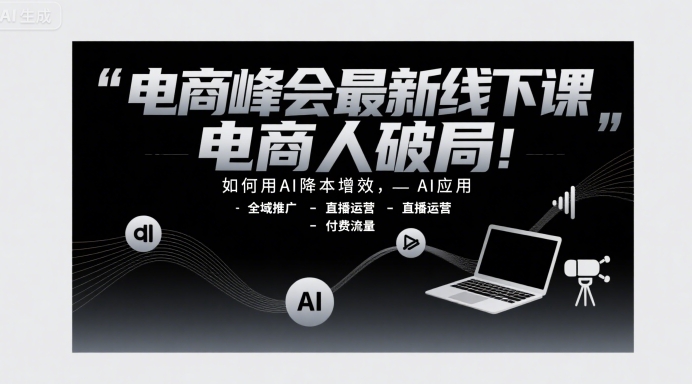 电商峰会最新线下课，电商人破局，如何用AI降本增效，AI应用-全域推广-直播运营-付费流量-轻资本网