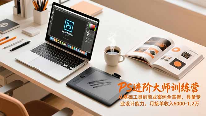 PS进阶大师训练营，从基础工具到商业案例全掌握，具备专业设计能力，月接单收入6000-1.2万-轻资本网