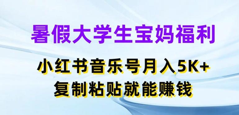 暑假大学生宝妈福利，小红书音乐号月入5000+，复制粘贴就能赚钱【揭秘】-轻资本网