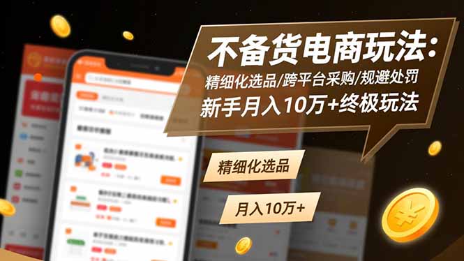 不备货电商玩法：精细化选品/跨平台采购/规避处罚，新手月入10万+终极玩法-轻资本网