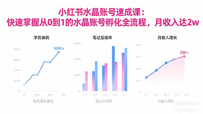 2025小红书水晶账号速成课：快速掌握从0-1水晶账号孵化全流程，月收入达2w-轻资本网