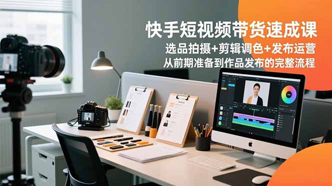 快手短视频带货速成课，选品拍摄+剪辑调色+发布运营，从前期准备到作品发布的完整流程-轻资本网